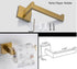 Square 4-Piece Stainless Steel Brushed Gold Bathroom Hardware Set - Towel Bar, Towel Ring, Toilet Paper Holder, Robe Hook, and Tower Holder - Wall Mounted