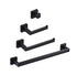 Luxurious 4-Piece Stainless Square Matte Black Bathroom Hardware Set: Towel Bar, Towel Ring, Toilet Paper Holder, Robe Hook, and Tower Holder - Wall Mounted