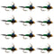 Bead Head Green Copper John Nymph Fly Fishing Flies - 1 Dozen Flies Hook Size 18