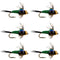 Bead Head Green Copper John Nymph Fly Fishing Flies - Set of 6 Flies Hook Size 18