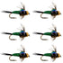 Bead Head Green Copper John Nymph Fly Fishing Flies - Set of 6 Flies Hook Size 18