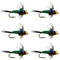 Bead Head Green Copper John Nymph Fly Fishing Flies - Set of 6 Flies Hook Size 16