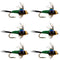 Bead Head Green Copper John Nymph Fly Fishing Flies - Set of 6 Flies Hook Size 14