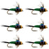 Bead Head Green Copper John Nymph Fly Fishing Flies - Set of 6 Flies Hook Size 14
