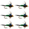 Bead Head Green Copper John Nymph Fly Fishing Flies - Set of 6 Flies Hook Size 12