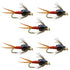 Bead Head Hot Orange Copper John Nymph - 6 Fly Fishing Flies - Hook Size 10