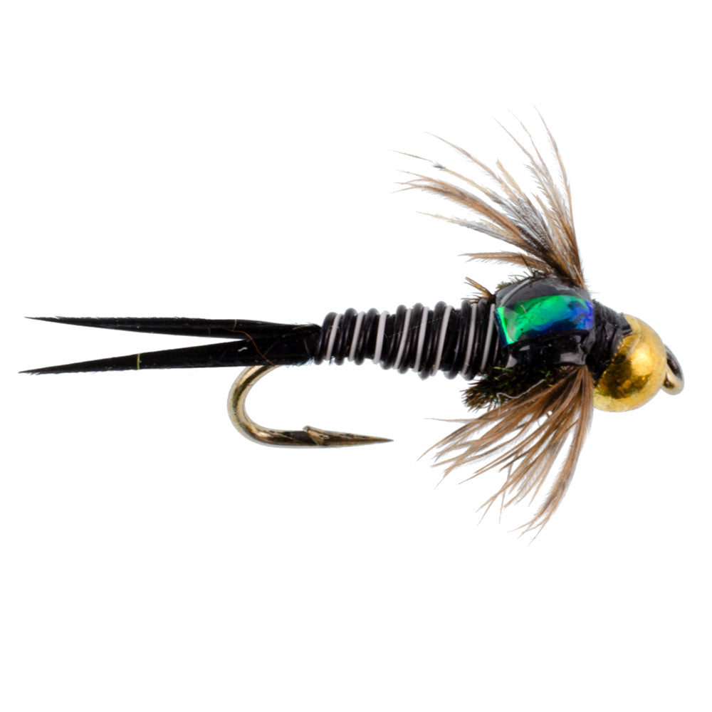 3 Pack Bead Head Zebra Copper John Nymph Fly Fishing Flies - Hook Size 12