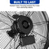 BILT HARD 18" Industrial Wall Mount Fan: 3-Speed High-Velocity, 4300 CFM, Heavy-Duty Metal Barn Fan