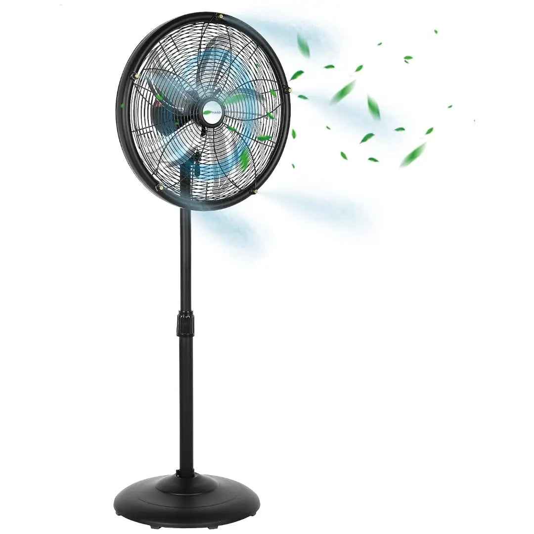 BILT HARD 18" Outdoor Misting Pedestal Fan: 3-Speed, Adjustable Height, 120° Oscillation, Waterproof & UL Listed
