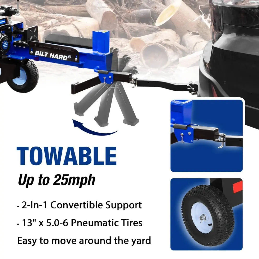 BILT HARD 20-Ton Gas Log Splitter: 7hp 209cc OHV Engine, 19" Stroke