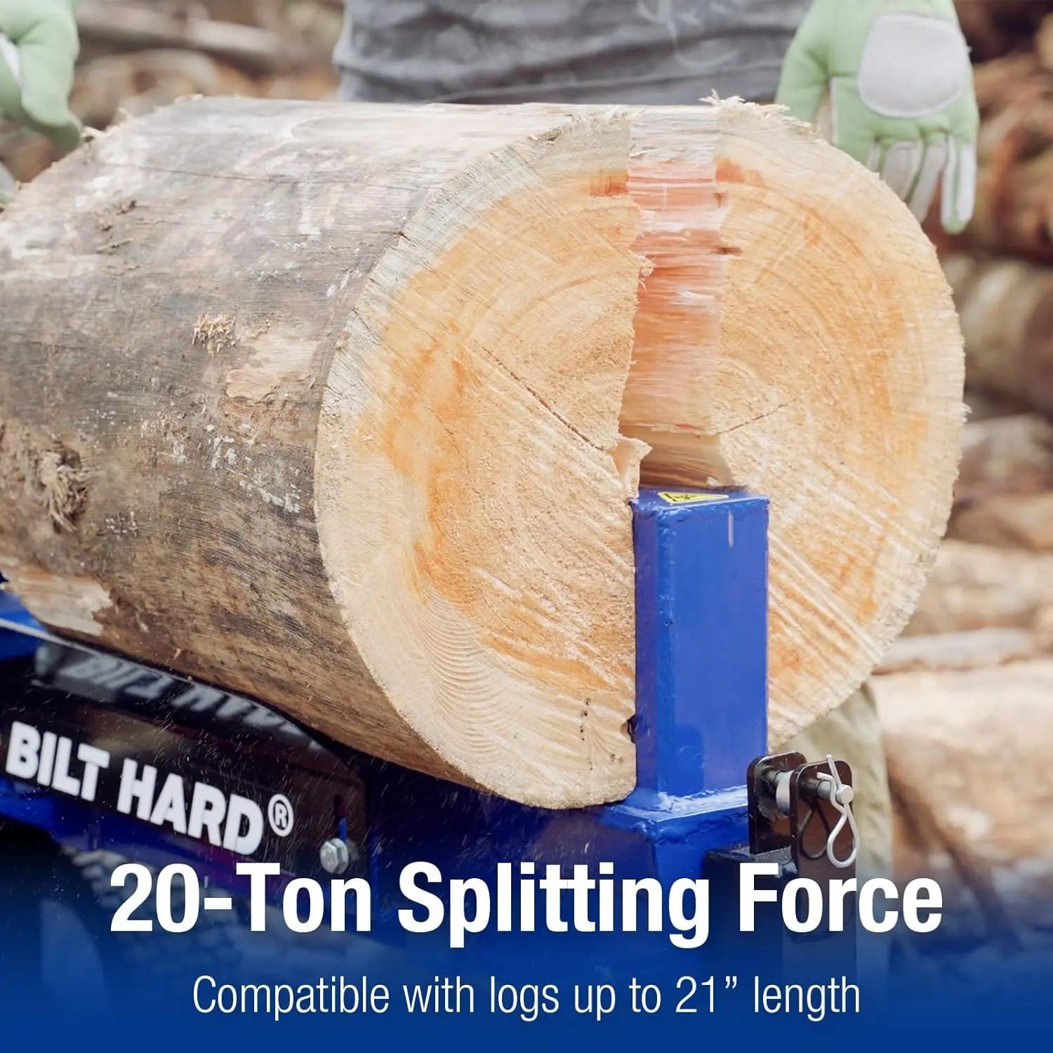 BILT HARD 20-Ton Gas Log Splitter: 7hp 209cc OHV Engine, 19