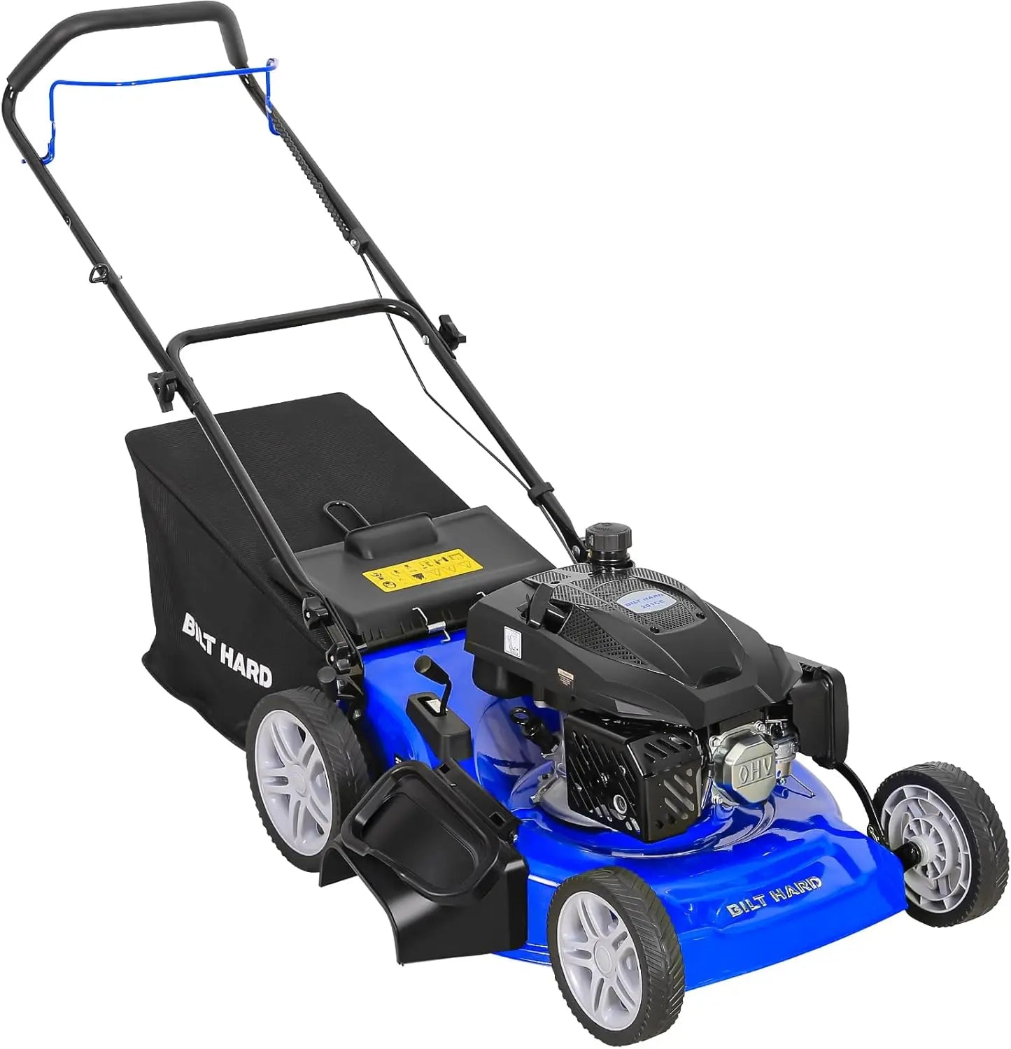 BILT HARD 21-Inch Push Lawn Mower, 201cc 4-Cycle Engine, 3-in-1 Bagging, Mulching, and Side Discharge