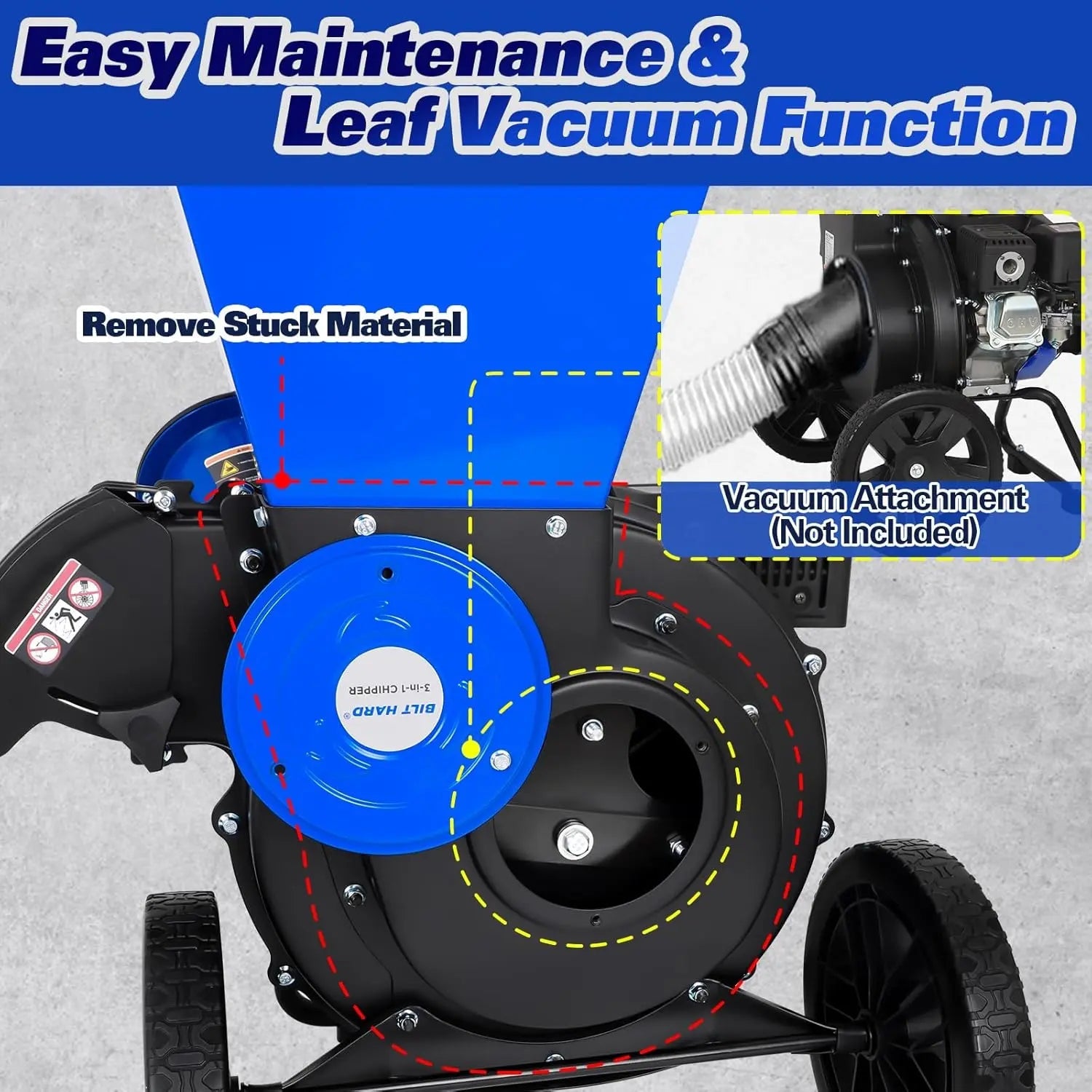 BILT HARD 224cc 7.5hp Gas Powered Wood Chipper