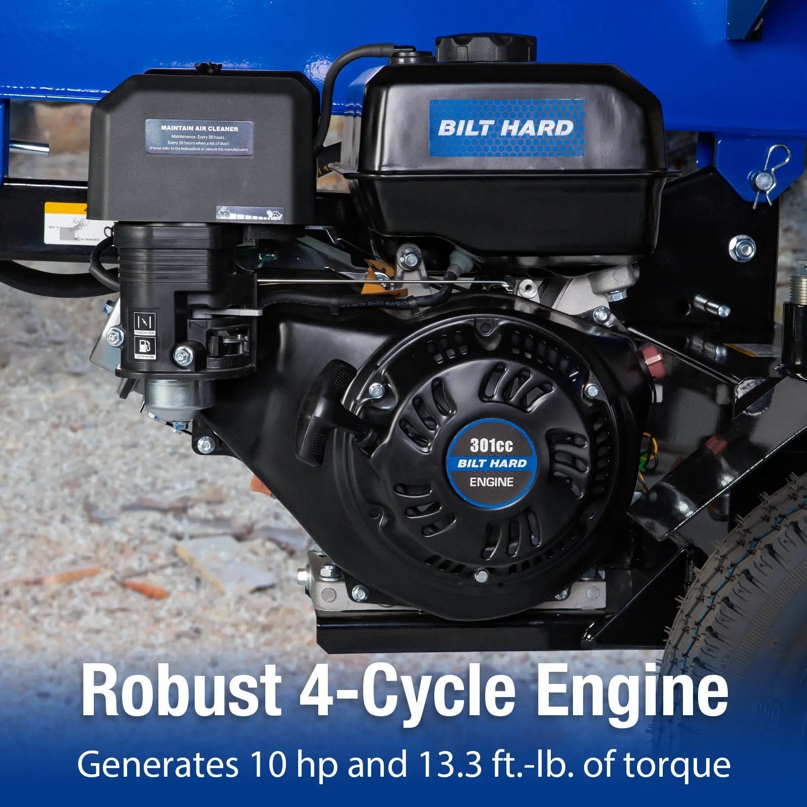 BILT HARD 35-Ton Full Beam Gas Log Splitter: 10hp 301cc OHV Engine, 23