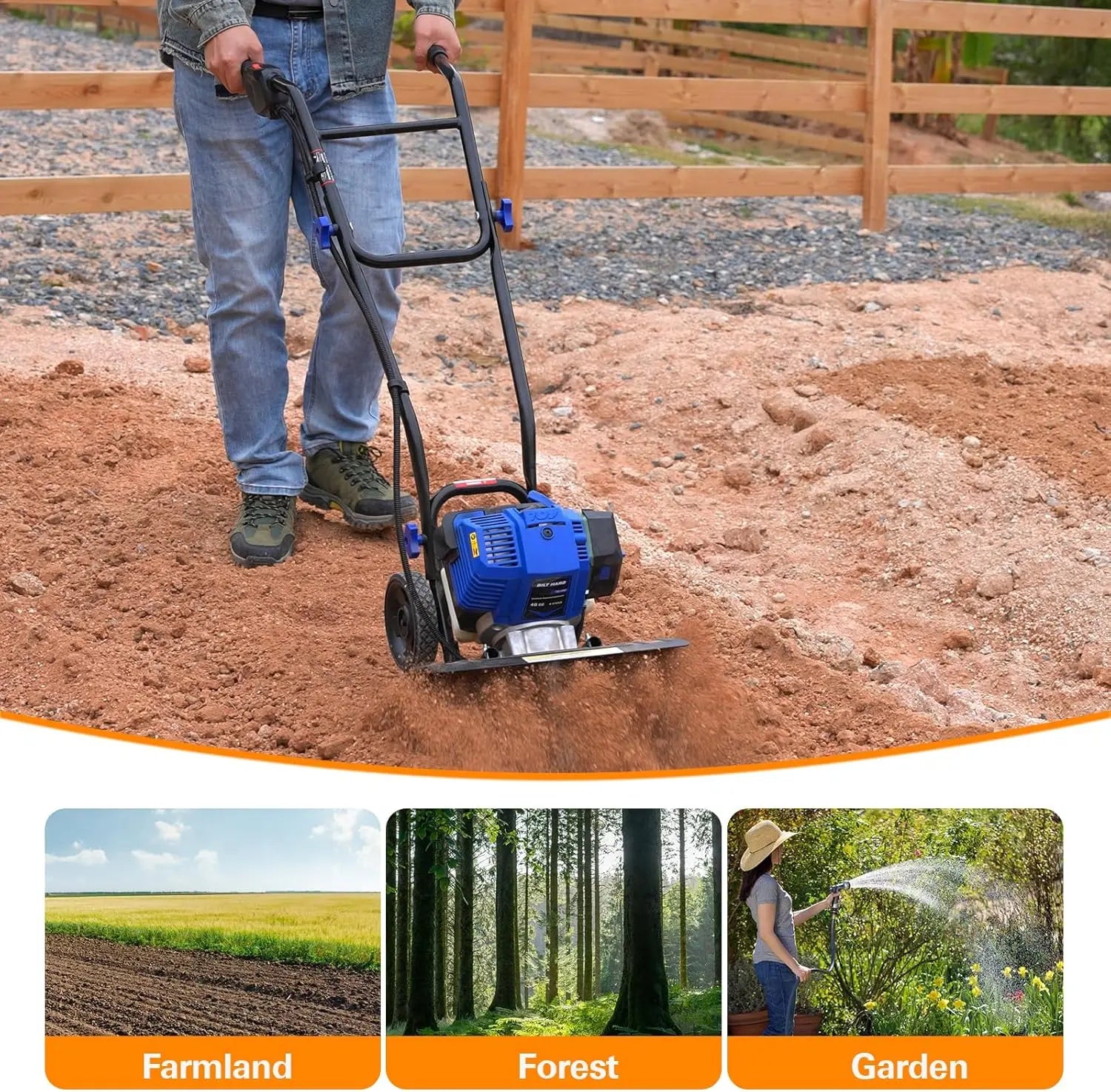 BILT HARD 46cc 4-Cycle Gas Tiller Cultivator – 16