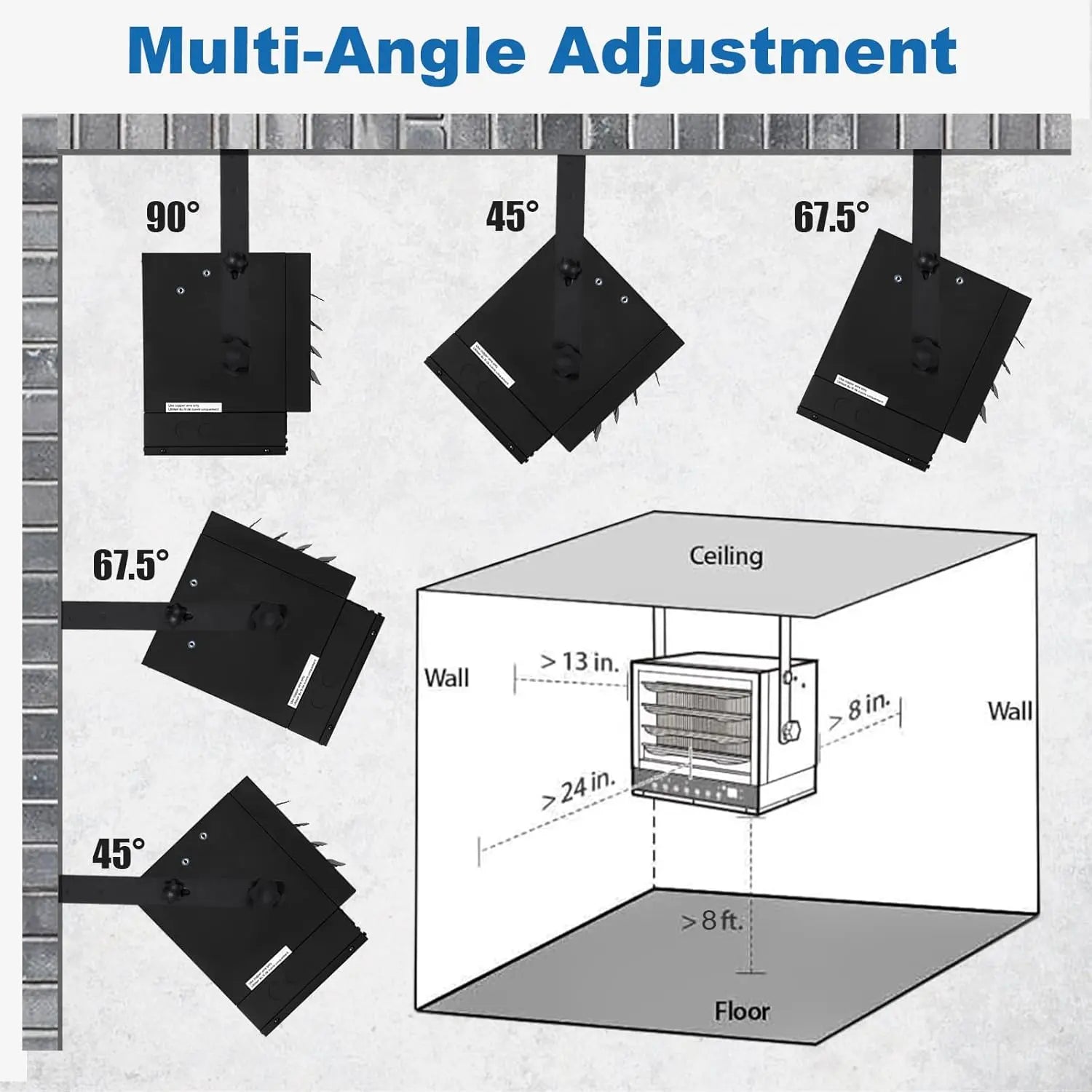 BILT HARD 7500W Electric Garage Heater, 240V Digital Fan-Forced Ceiling Mount Heater with Remote, Hardwired Shop Garage Heater with Thermostat, Overheat Protection, Timer, Ideal for Workshop