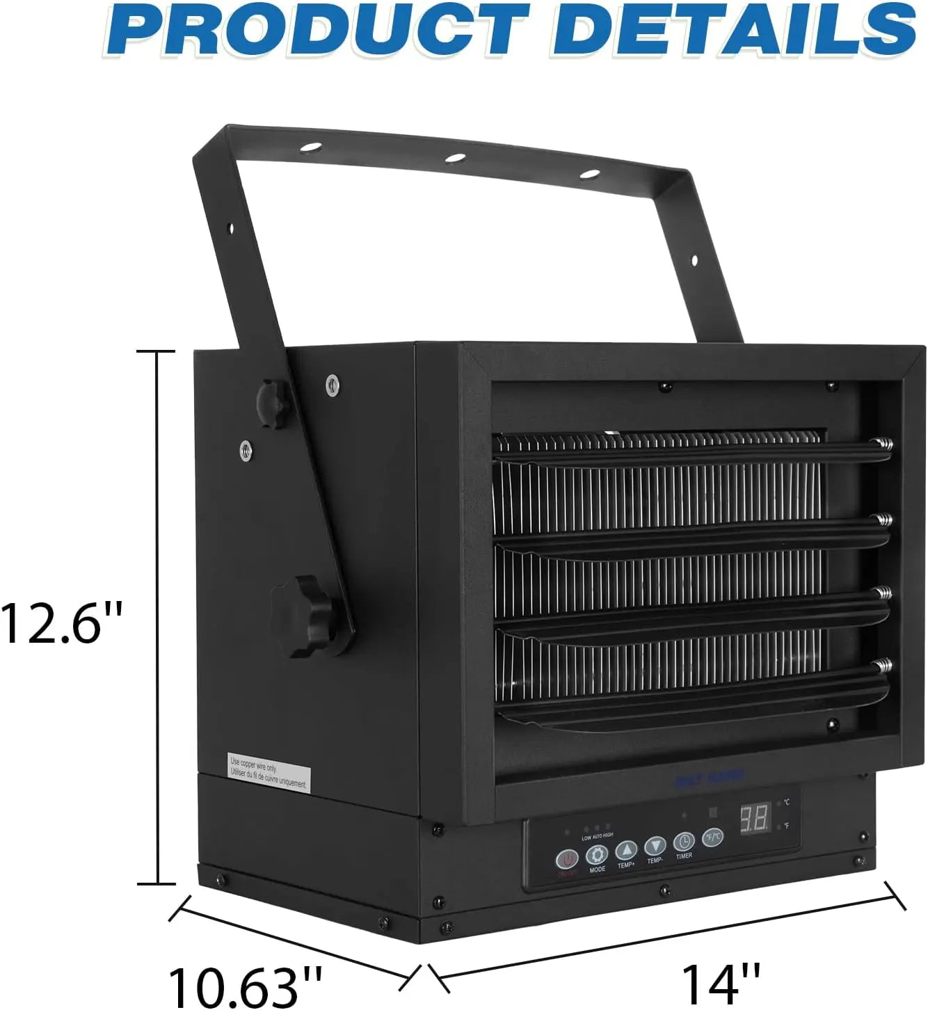 BILT HARD 7500W Electric Garage Heater, 240V Digital Fan-Forced Ceiling Mount Heater with Remote, Hardwired Shop Garage Heater with Thermostat, Overheat Protection, Timer, Ideal for Workshop