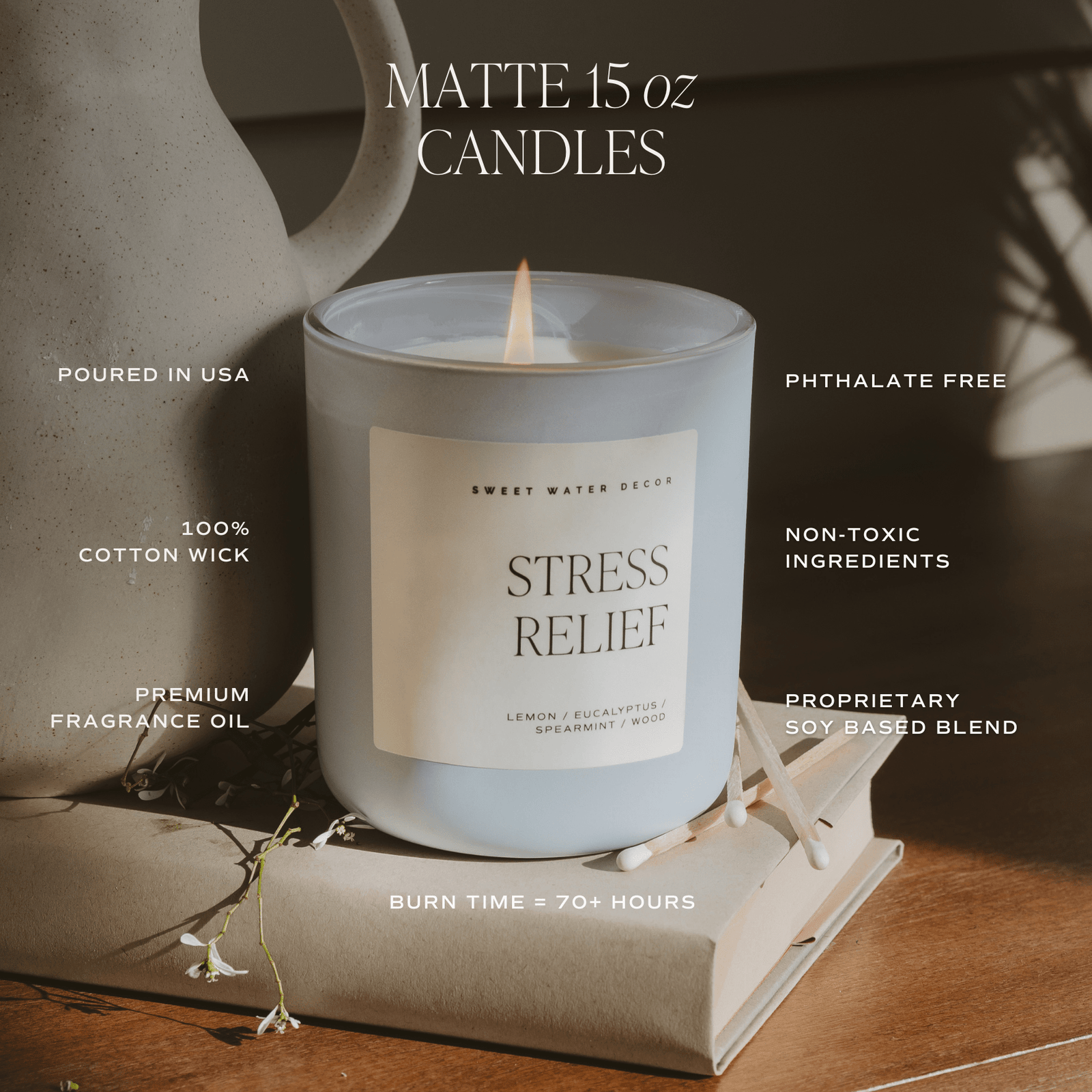 Coastal Lemon Soy Candle - Blue Matte Jar - 15 oz