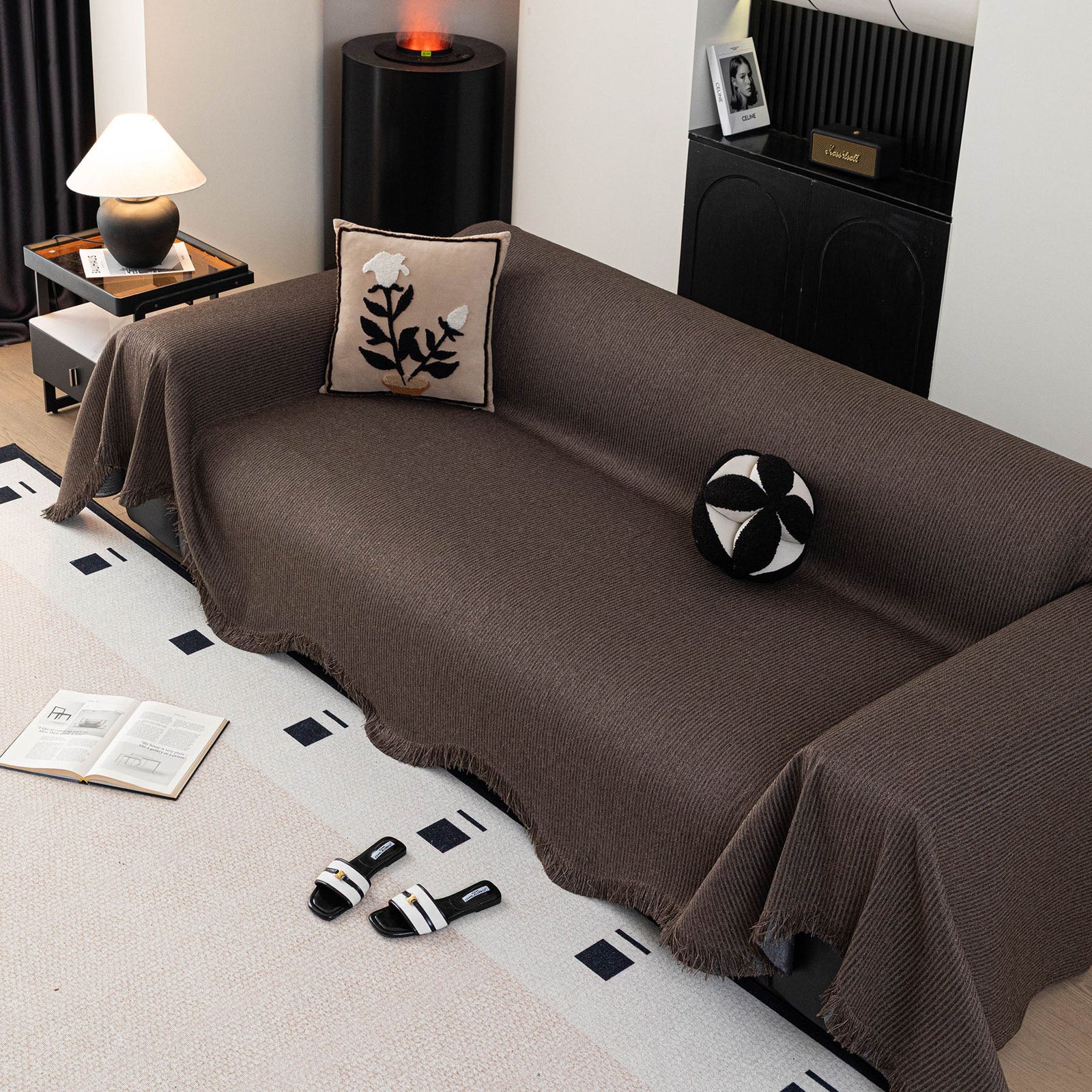 Soft Decorative Throw for Sofa and Loveseat, Textured Sofa Cover Blanket for Couch