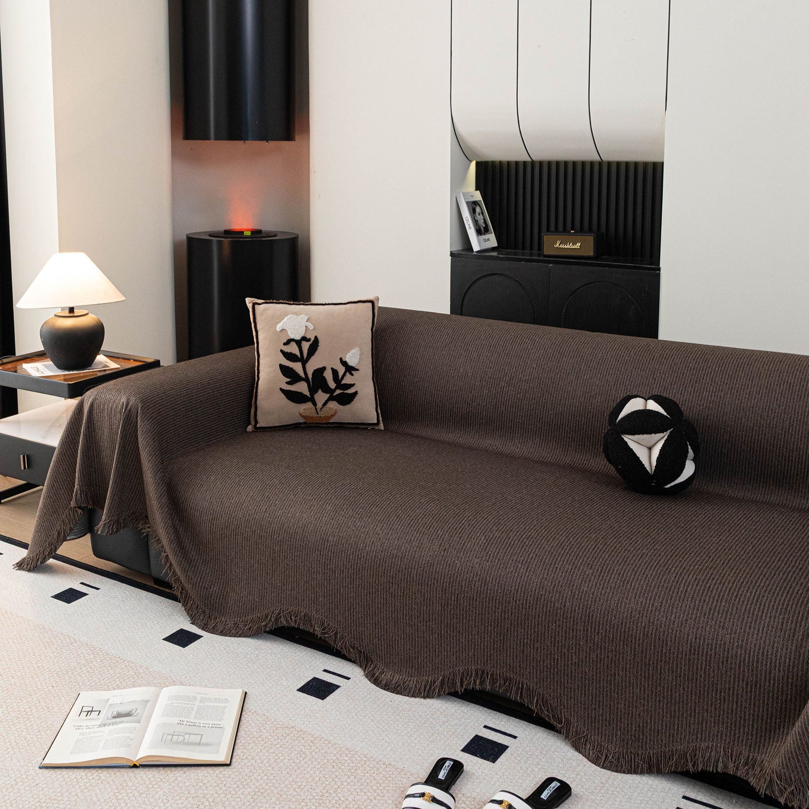 Soft Decorative Throw for Sofa and Loveseat, Textured Sofa Cover Blanket for Couch