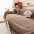 Textured Striped Cozy Couch Cover Throw Blanket with Pom Pom Trim for Sectional Sofa