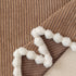 Textured Striped Cozy Couch Cover Throw Blanket with Pom Pom Trim for Sectional Sofa