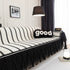 Leaf Stripe Sofa Cover with Black Sheer Skirt, Boho Soft Couch Slipcover for Pets