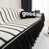 Leaf Stripe Sofa Cover with Black Sheer Skirt, Boho Soft Couch Slipcover for Pets
