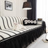 Leaf Stripe Sofa Cover with Black Sheer Skirt, Boho Soft Couch Slipcover for Pets