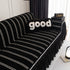 Leaf Stripe Sofa Cover with Black Sheer Skirt, Boho Soft Couch Slipcover for Pets