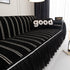 Leaf Stripe Sofa Cover with Black Sheer Skirt, Boho Soft Couch Slipcover for Pets