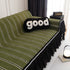 Leaf Stripe Sofa Cover with Black Sheer Skirt, Boho Soft Couch Slipcover for Pets