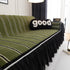 Leaf Stripe Sofa Cover with Black Sheer Skirt, Boho Soft Couch Slipcover for Pets