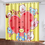 BT21 Cartoon Pattern Curtains Blackout Window Drapes