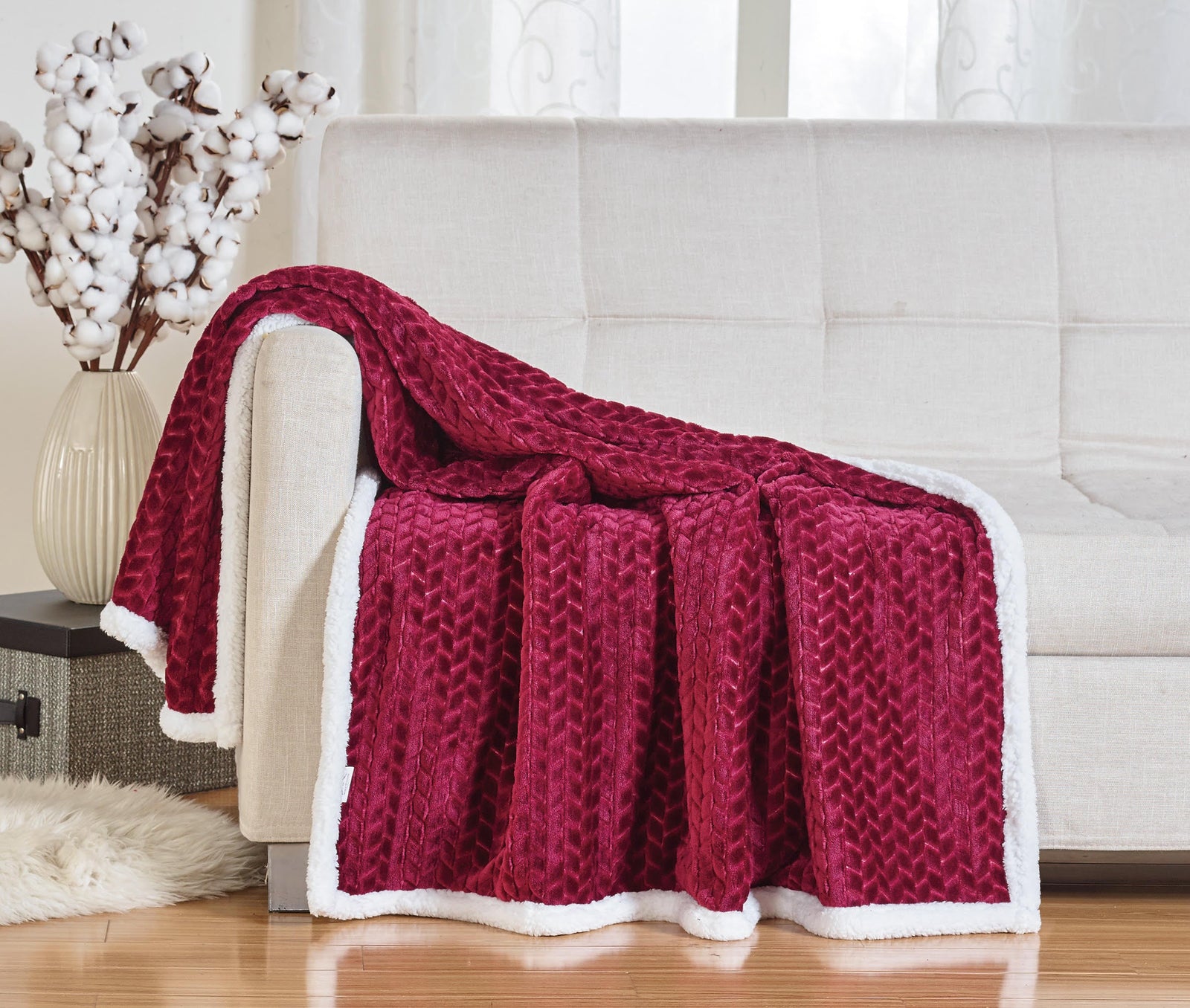 Decor & More Home Essentials Braided Sherpa Blanket