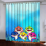 Baby Shark Pattern Curtains Blackout Window Drapes