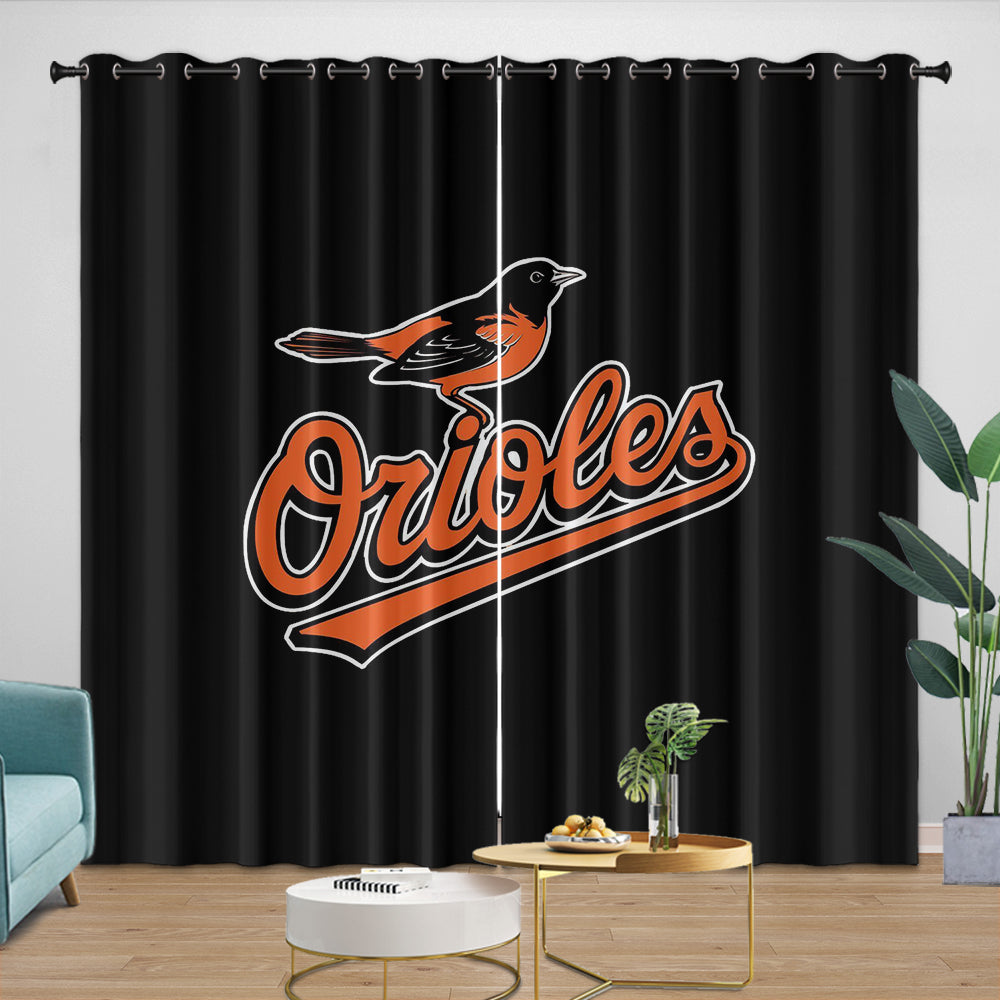 Baltimore Orioles Curtains Blackout Window Drapes Room Decoration