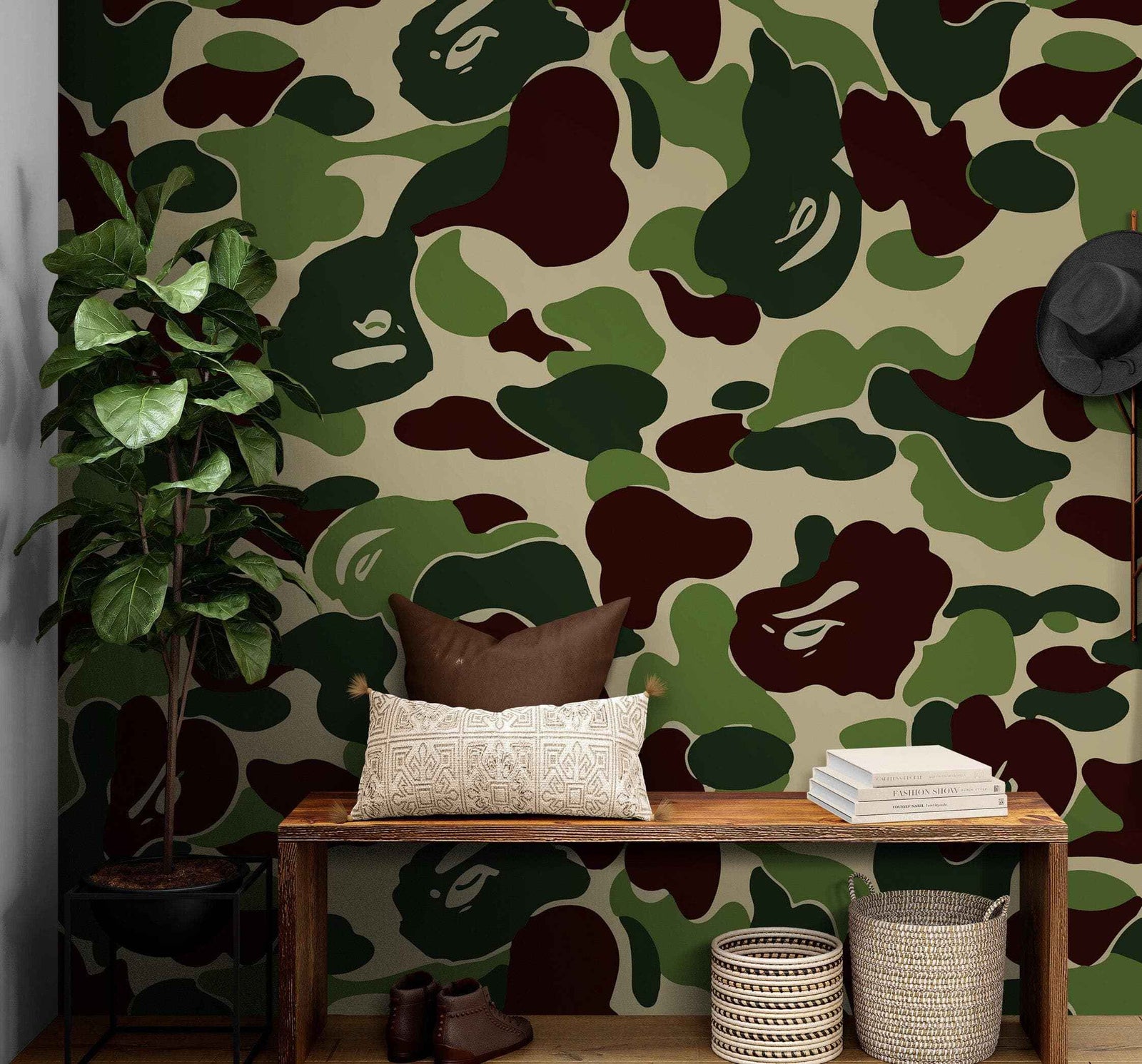 Bape Camo Wallpaper Mural. Blue Camo Streetwear Hype Beast Aesthetics. #7027