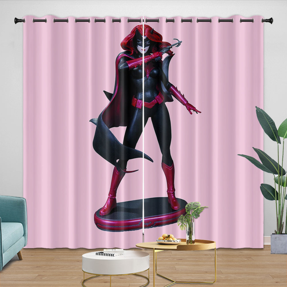 Batwoman Curtains Pattern Blackout Window Drapes Room Decoration