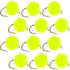 Bead Head Hot Chartreuse Egg Fly Fishing Flies - 1 Dozen Flies Hook Size 16