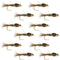 Barbless Bead Head Gold Ribbed Hare's Ear Nymph 1 Dozen Flies Hook Size 14