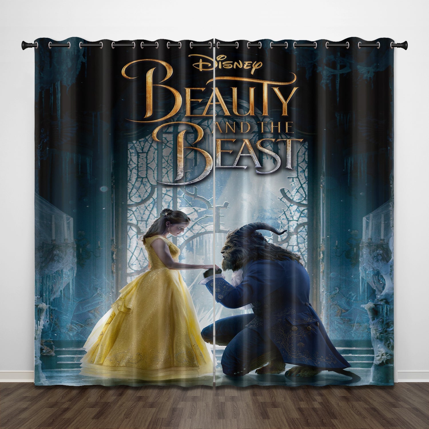 Beauty and the Beast Curtains Pattern Blackout Window Drapes