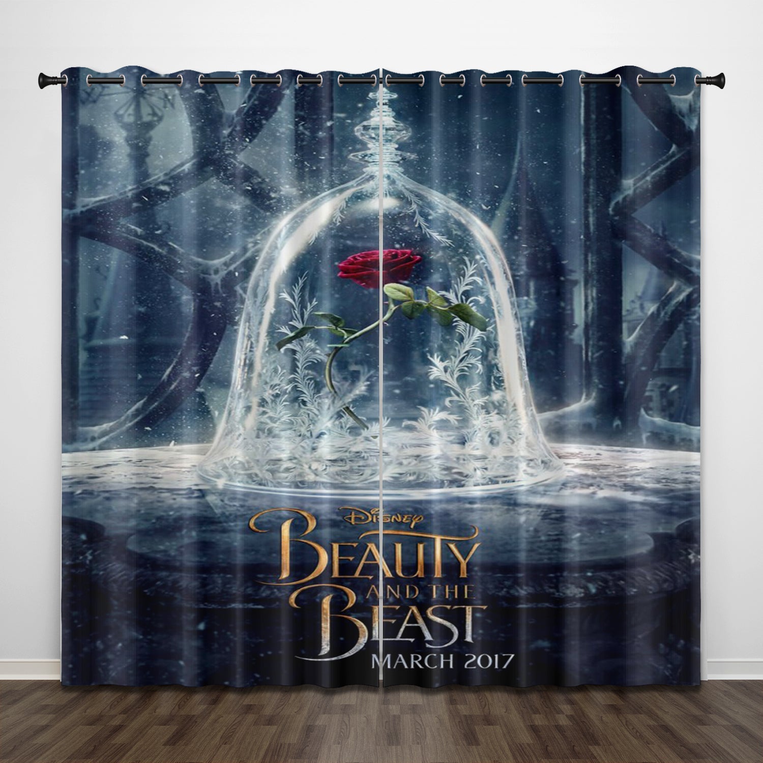 Beauty and the Beast Curtains Pattern Blackout Window Drapes