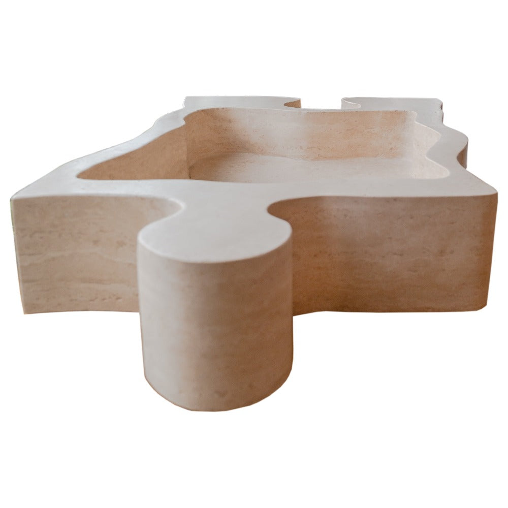 Natural Stone Beige Travertine Above Counter Puzzle Shape Sink (W)16
