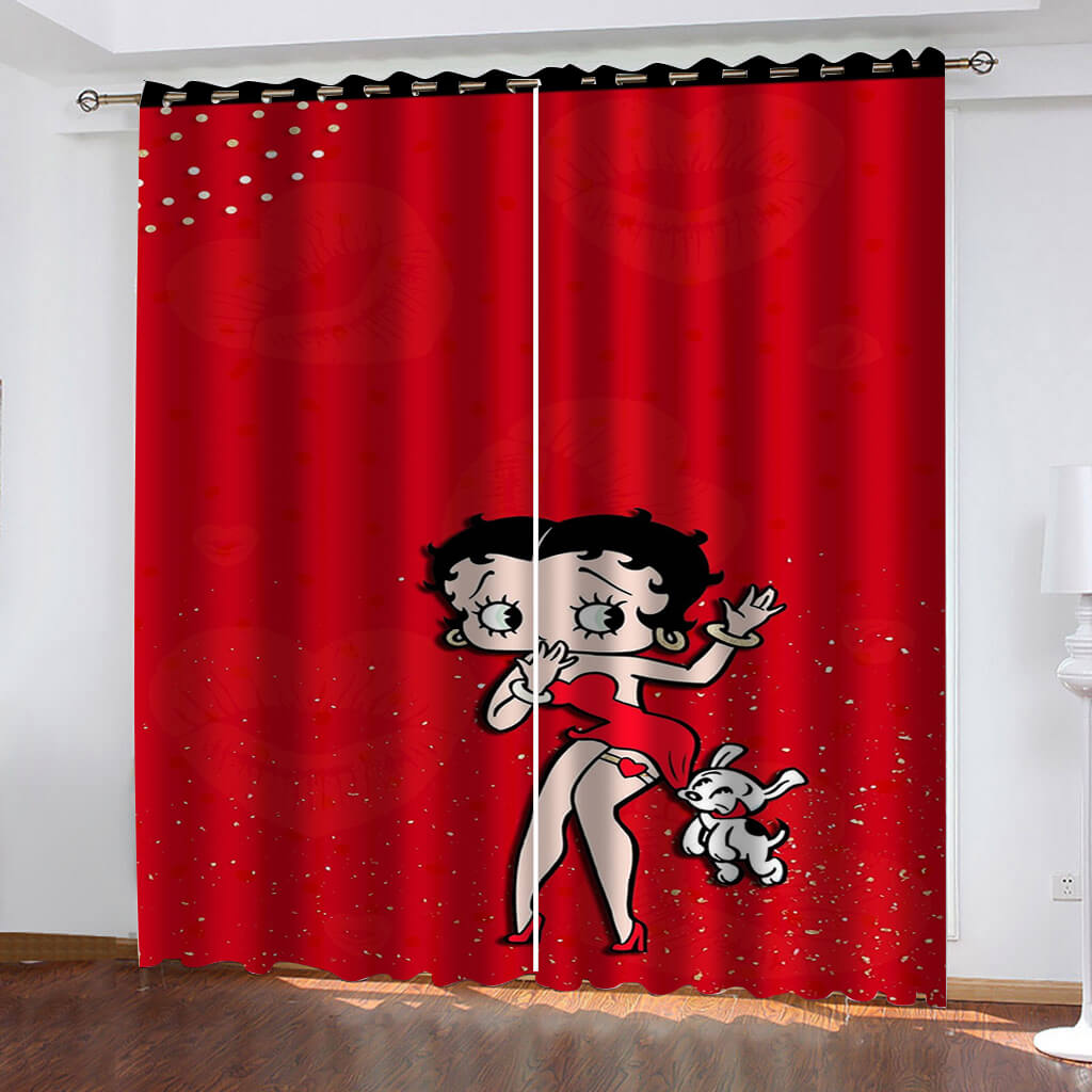 Betty Boop Curtains Blackout Window Treatments Drapes for Room Decoration