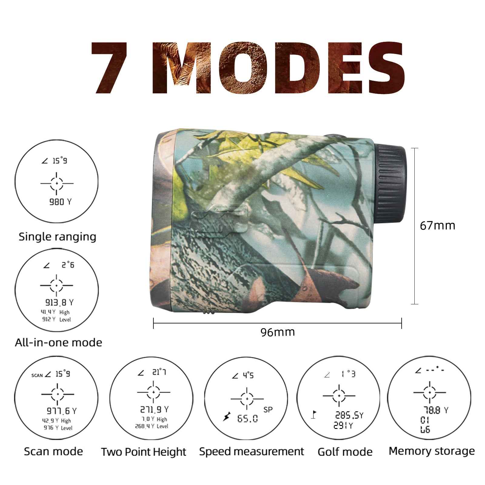1000 Yard Laser Rangefinder Hunting Golf Range Finder 6.5X Rechargeable