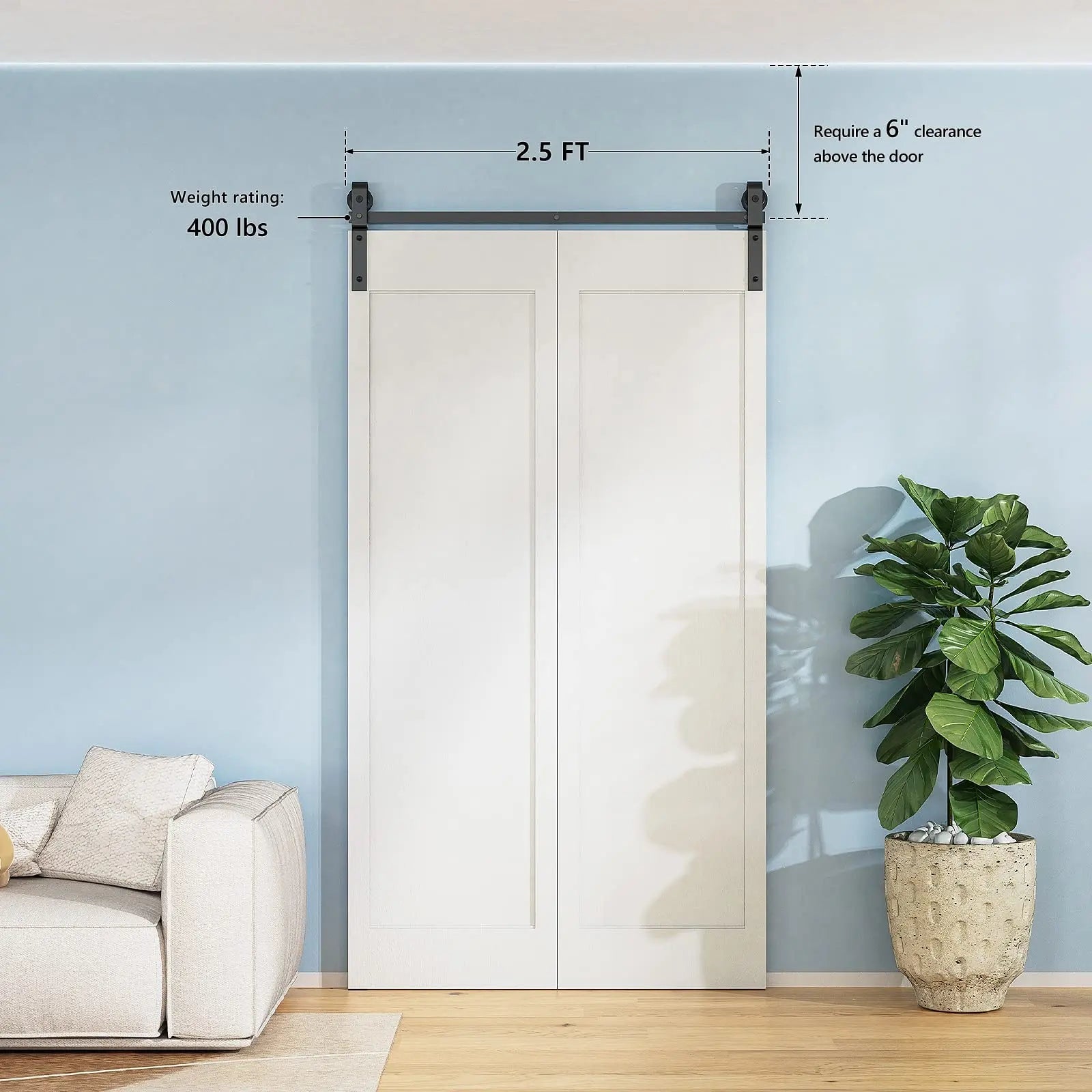 Bi-Folding Sliding Barn Door Hardware Track Kit (No Door)