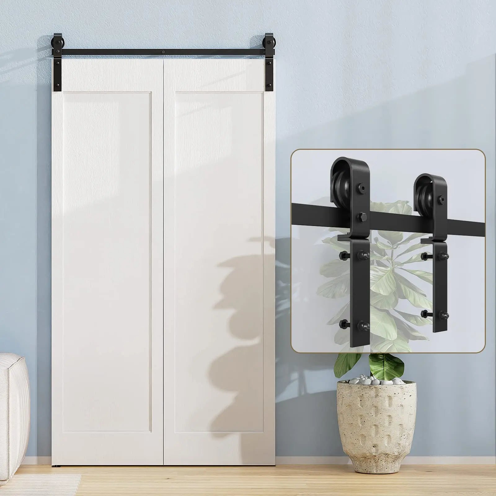 Bi-Folding Sliding Barn Door Hardware Track Kit (No Door)