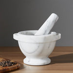 Bianco Carrara White Marble Mortar/Pestle Semi-Polished