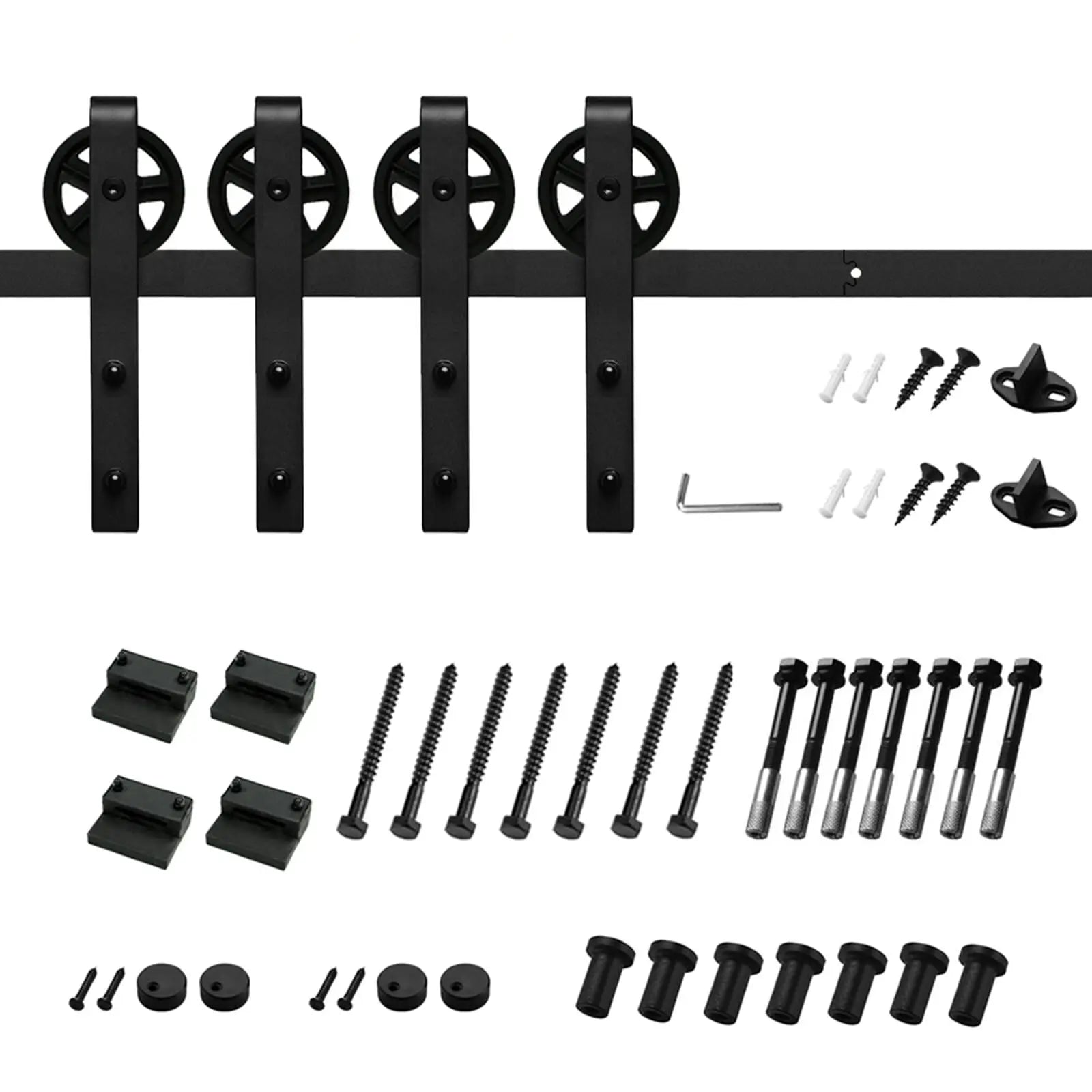 Big Spoke Wheel Roller Sliding Barn Door Hardware Kit (No Door)